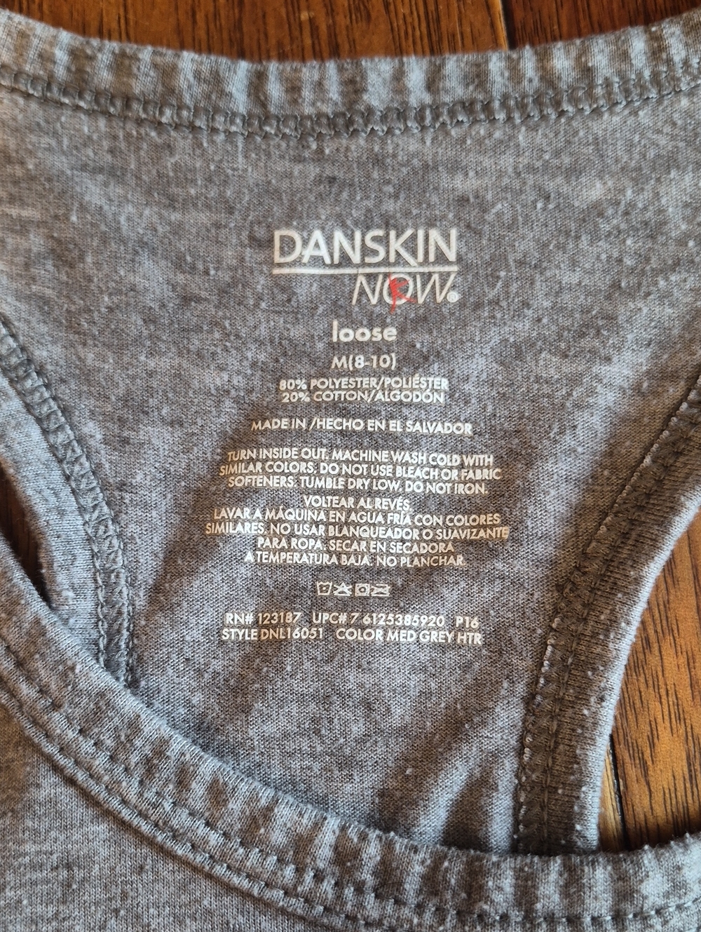 Danskin Gray Racerback Tank with Pink Lettering - Picture 2 of 3